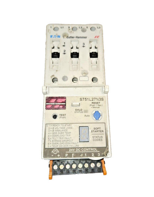 New Eaton S752L04N3DV02 54MM SOFT STARTER 1-1/2 HP 240 VAC 7.6 AMP COIL 24 VDC