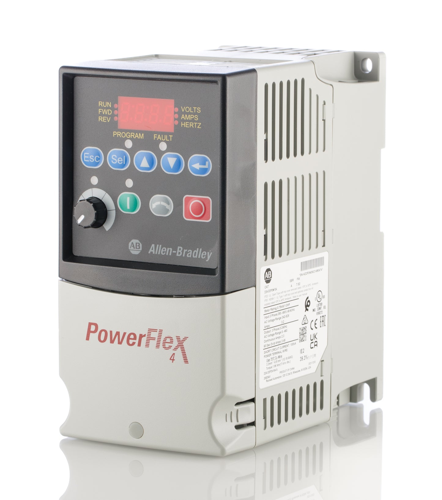 Allen-Bradley 22A-D2P3N104 PowerFlex 4- 0.75 kW (1 HP) AC Drive 22AD2P3N104