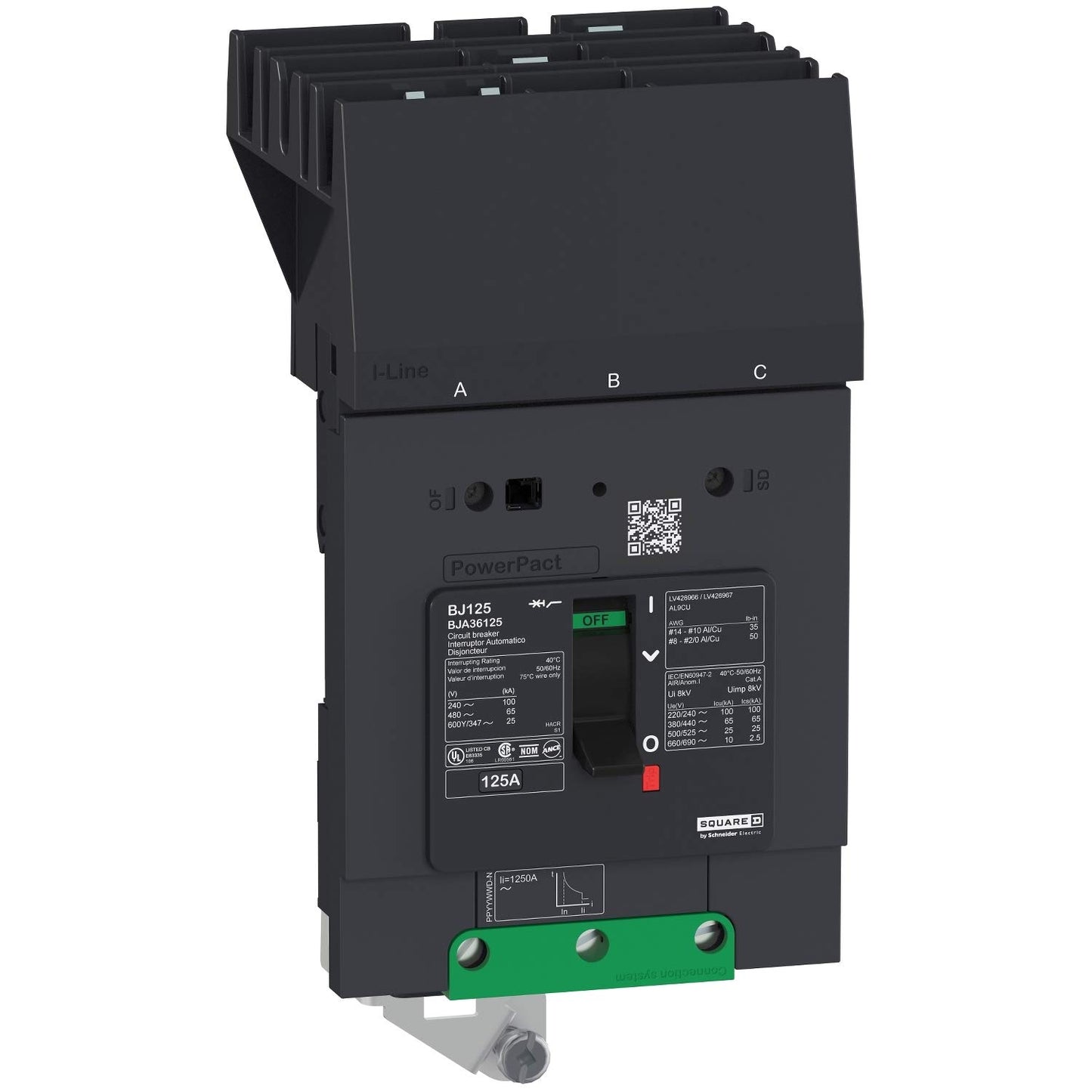 NEW SQUARE D POWERPACT 15 AMP I-LINE CIRCUIT BREAKER 600 VAC 3 POLE BJA36015