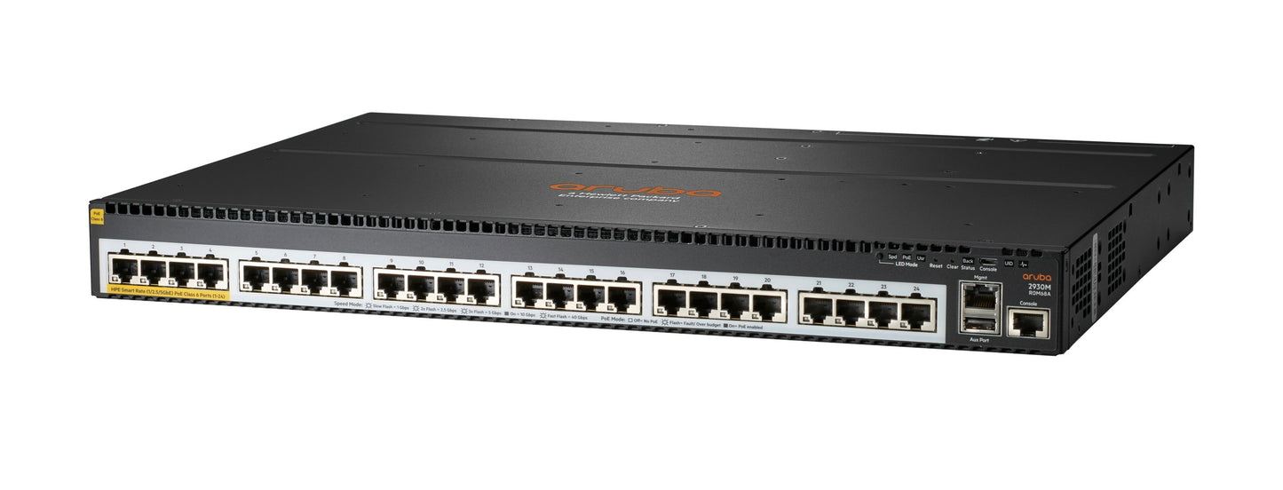R0M68A HPE Aruba 2930M 24 Smart Rate PoE Class 6 1-slot Switch HPE F/S
