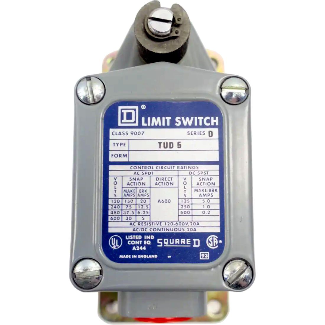 SQUARE D 9007TUD5 Limit Switch 480/600v-ac 9007TUD5