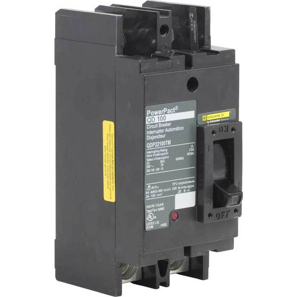 NEW SQUARE D POWERPACT 100 AMP CIRCUIT BREAKER 240 VAC 2 POLE 25 kA QDP22100TM