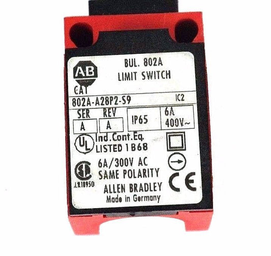 ALLEN BRADLEY 802A-A28P2-S9 LIMIT SWITCH 6A 300VAC 802AA28P2S9