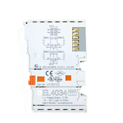 Beckhoff EL4034 4-Channel Analog Output Terminal -10...+10V, 12 Bit EL4034